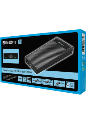 УМБ Sandberg 30000mAh 100W  UPS mode, 2xType-C PD, 2xUSB QC 3.0