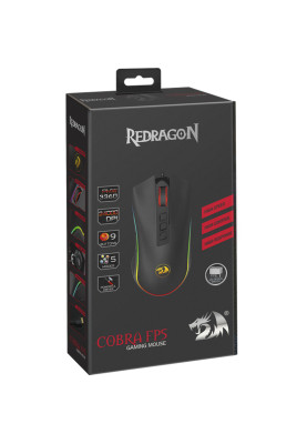 Мишка Redragon Cobra fps RGB, ігрова, 24000dpi., 9кн., чорна