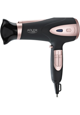 Фен Adler AD 2248 black 2200Вт/ 2 швидкості/ хол.обдув/ темп.режимів-3/ іонізація/ насадки - 2 шт.