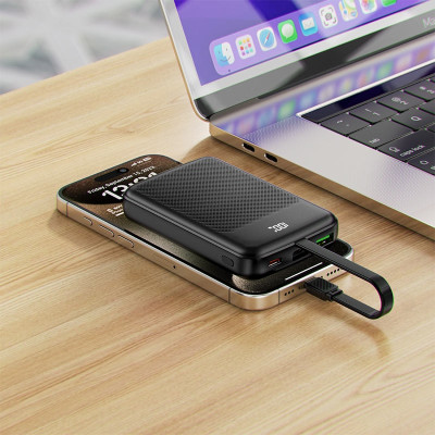УМБ Acefast 10000mAh 22.5W PD,QC3.0 2xUSB-C,USB-A, with build Type-C cable, M13 Black УМБ Acefast 10000mAh 22.5W PD,QC3.0 2xUSB-C,USB-A, with build Type-C cable, M13 Black