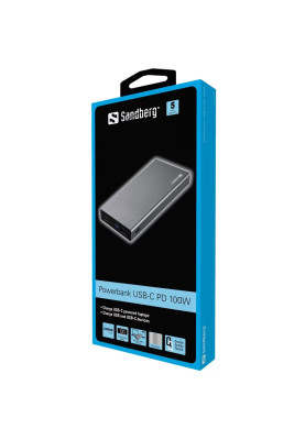 УМБ Sandberg 20000mAh 100W PD, 20 В/4,4 А ,USB, Type-C in/out