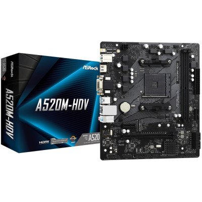 ASRock A520M-HDV (AM4/A520, 2*DDR4, PCIex16, D-Sub/DVI-D/HDMI, 4xSATAІІІ, M.2, GLan, 8ch, mATX) ASRock A520M-HDV (AM4/A520, 2*DDR4, PCIex16, D-Sub/DVI-D/HDMI, 4xSATAІІІ, M.2, GLan, 8ch, mATX)