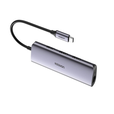 Хаб USB 3.1 Type-C -> 3хUSB 3.0 + RJ45 1000M Ethernet сірий UGREEN