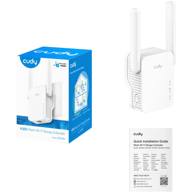 Підсилювач Wi-Fi сигналу Cudy RE300, N300 WiFi Mesh Repeater