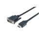 Кабель HDMI M-DVI 24M, 1.5 м, обплетення