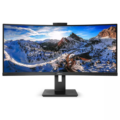 Монітор TFT 34" Philips 346P1CRH, VA, вигнутий, WQHD, HDMI, DP, DP-out, USB-С, RJ-45, webcam, HAS, колонки, чорний