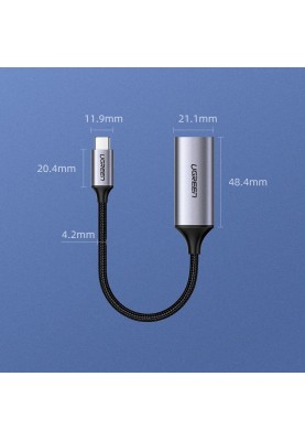 Перехідник USB 2.0 Type C --> HDMI V2.0 4K@60Hz 10 См CM297 UGREEN Сірий