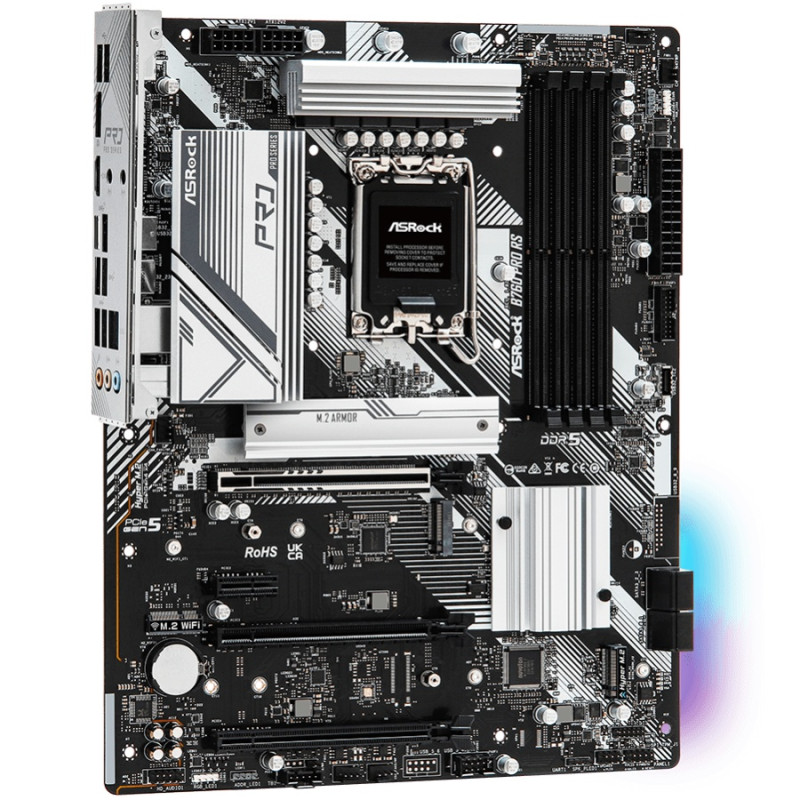 ASRock B760 PRO RS (1700/B760, 4*DDR5, 3xPCIex16, 4xSATA, 3xM.2, 2.5GLan, 7.1ch, ATX)