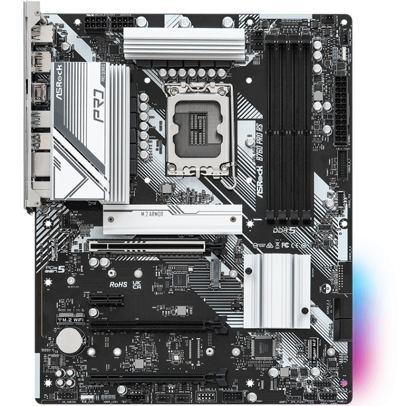ASRock B760 PRO RS (1700/B760, 4*DDR5, 3xPCIex16, 4xSATA, 3xM.2, 2.5GLan, 7.1ch, ATX)