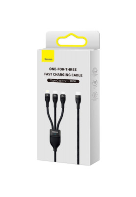 Кабель USB 3.1 Flash Series II 100W 3-in-1 USB-C to Type-C/Lightning/Micro USB 1.5m Black Baseus