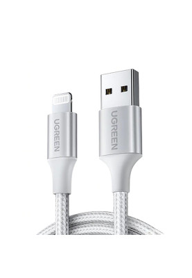 Кабель USB 2.0 AM-Lightning M, 2 м, 2.4A, Срібний, US199 UGREEN