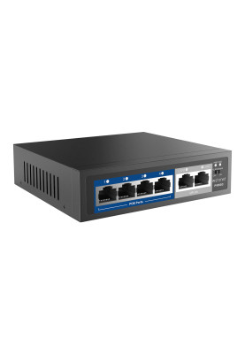 Комутатор Netis P106C, 4хPOE 10/100 Мбіт/с, 2х10/100 Мбіт/с RJ45, 60Вт