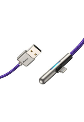Кабель USB3.1 AM-Lightning M, 1 м, 1.5A, 90° з кольоровою індикацією Пурпуровий, CAL7C Baseus