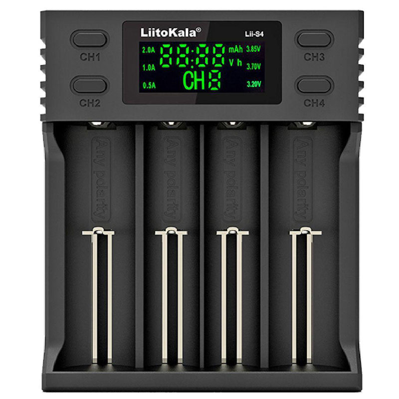 Зарядний пристрій LiitoKala Lii-S4, 4x(Lion/LiFePO4/NiMH/NiCd), Auto Polarity, Display