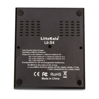 Зарядний пристрій LiitoKala Lii-S4, 4x(Lion/LiFePO4/NiMH/NiCd), Auto Polarity, Display Зарядний пристрій LiitoKala Lii-S4, 4x(Lion/LiFePO4/NiMH/NiCd), Auto Polarity, Display
