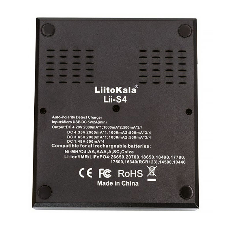 Зарядний пристрій LiitoKala Lii-S4, 4x(Lion/LiFePO4/NiMH/NiCd), Auto Polarity, Display