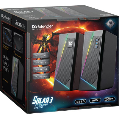Акустична система 2.0 Defender Solar 3 10 Вт, BT/Light USB Акустична система 2.0 Defender Solar 3 10 Вт, BT/Light USB
