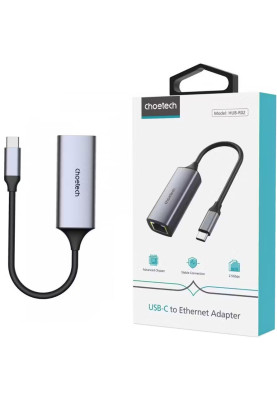 Перехідник USB3.1 Type-C --> Ethernet RJ45 2.5Gbps 0,10 м, сірий  Choetech