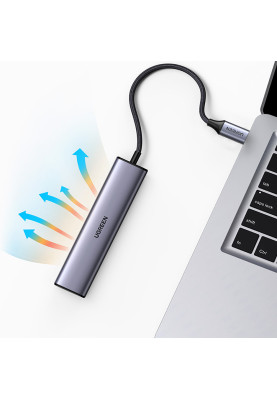 Хаб USB 3.0 Type-C -> 3xUSB 3.0 + RJ45 1000M CM475 Сірий UGREEN