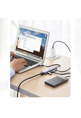 Хаб USB 3.0 Type-C -> 3xUSB 3.0 + RJ45 1000M CM475 Сірий UGREEN