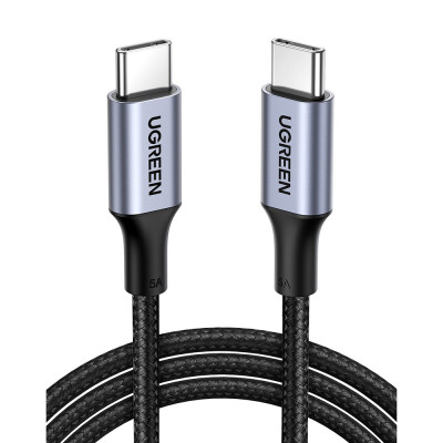 Кабель USB 2.0 Type-C M-M, 2 м, (20V/5A), (100W) Чорний, Alu Case with Braid US316 UGREEN