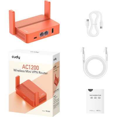 Маршрутизатор Cudy TR1200, AC1200 Wi-Fi Mesh Router w USB, 2×10/100Mbps RJ45, USB Type-C power in. Маршрутизатор Cudy TR1200, AC1200 Wi-Fi Mesh Router w USB, 2×10/100Mbps RJ45, USB Type-C power in.