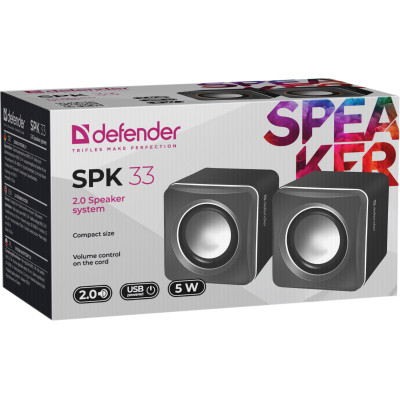 Акустична система 2.0 Defender SPK-33, 5Вт, сіра, USB