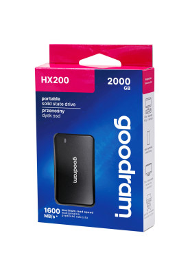 SSD external, USB 3.2 Gen2 Type-C  2Tb, GoodRAM HX200, 2x Type-C, Black, чорний, Retail
