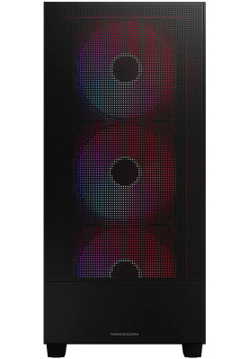 Корпус Modecom SIROCO ARGB FLOW MIDI USB 3.0x2+TYPE-C, 4x140mm fans, BLACK без БЖ ATX