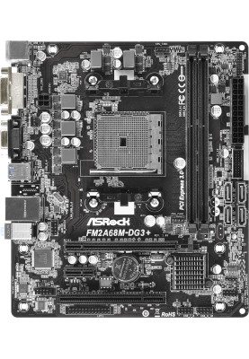 материнська плата ASRock FM2A68M-DG3+/REF (FM2+, A68, 2xDDR3, 4xSATAIII, RAID,1*PCI-E x16, 1 x PCI, GLan, mATX)