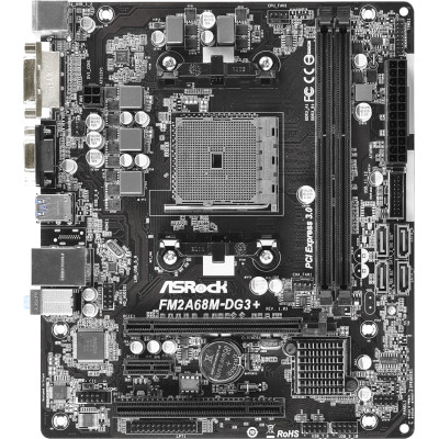материнська плата ASRock FM2A68M-DG3+/REF (FM2+, A68, 2xDDR3, 4xSATAIII, RAID,1*PCI-E x16, 1 x PCI, GLan, mATX)