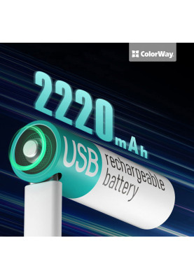 Акумулятор AA/LR06, USB-С 2220 мАЧ 1.5В (Li-Polymer), ColorWay, (2шт)