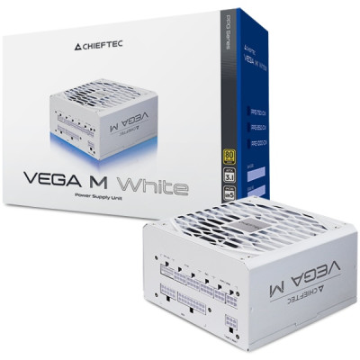 БЖ 1000W Chieftec VEGA M PPG-1000-CW ATX 3.1 135mm, 80+ Gold, Fully modular, WHITE, Retail