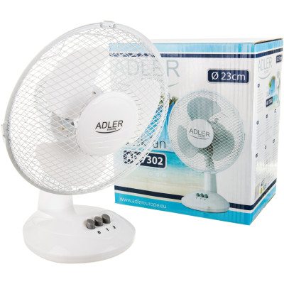 Вентилятор AdlerAD 7302 white настільний/ 45Вт/ D=23см/ автоповорот/ білий