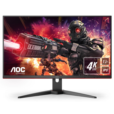 TFT 28" AOC U28G2AE/BK, IPS, 4K, 1мс. (MPRT), HDMI x 2, DP, колонки, чорний з червоним