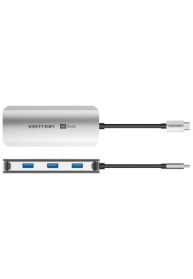 Док-станція USB3.1 Type-C --> HDMI 4K60Hz/USB 3.0x3/RJ45/PD 100W 6-in-1 Vention