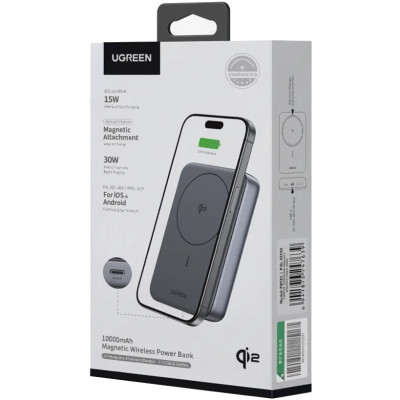 УМБ Ugreen Magnetic Wireless 10000mAh 30W QI2 USB-C In/Out (PB761) Black УМБ Ugreen Magnetic Wireless 10000mAh 30W QI2 USB-C In/Out (PB761) Black