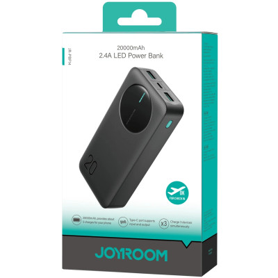 УМБ Joyroom 20000mAh 12W 2xUSB-A, USB-C In/Out Black УМБ Joyroom 20000mAh 12W 2xUSB-A, USB-C In/Out Black