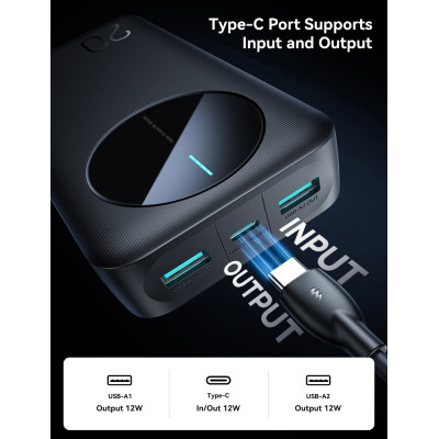 УМБ Joyroom 20000mAh 12W 2xUSB-A, USB-C In/Out Black УМБ Joyroom 20000mAh 12W 2xUSB-A, USB-C In/Out Black