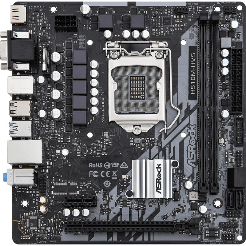 ASRock H510M-HVS R2.0 (1200/H510, 2*DDR4, 1xPCIex16, HDMI/VGA, 4xSATAІІІ, GLan, 7.1ch, mATX)
