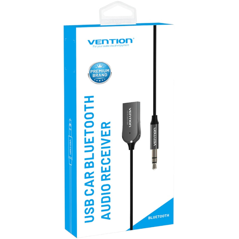 автомобільний аудіоприймач AUX TRS 3.5мм USB Bluetooth 5.0 Coiled Cable 1.5M Gray Zinc Alloy
