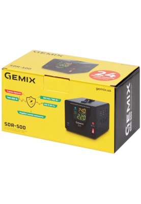 Стабілізатор напруги Gemix SDR-500, 500ВА/350Вт, Ступінчастий