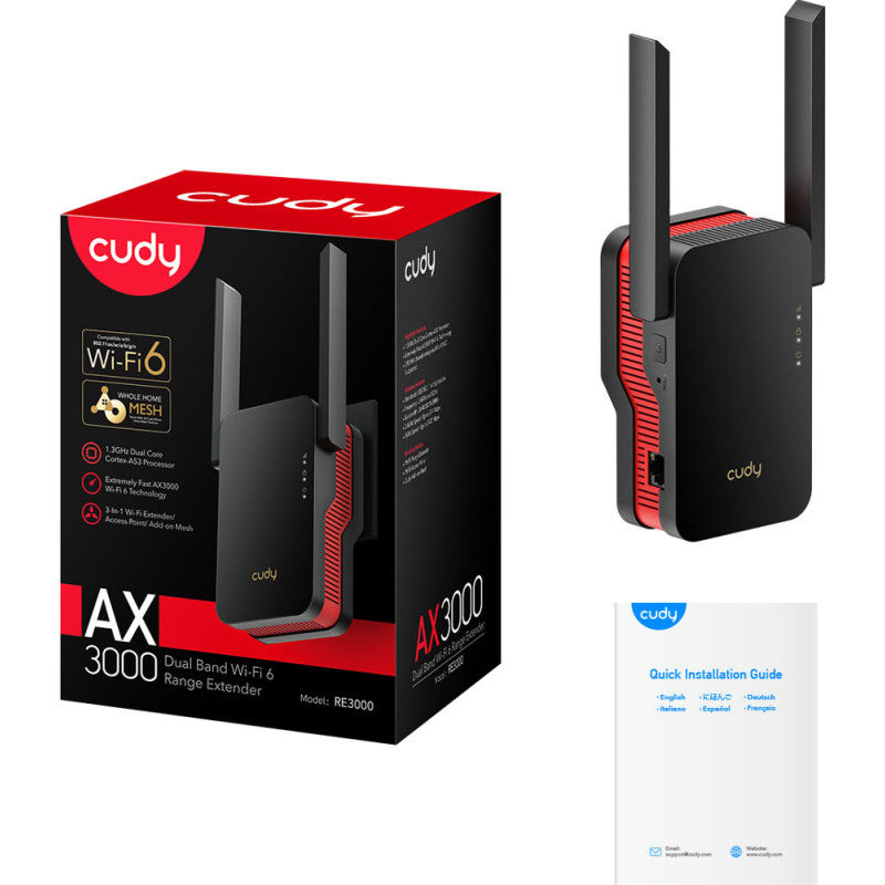 Підсилювач Wi-Fi сигналу Cudy RE3000 AX3000 WiFi 6 Mesh Repeater