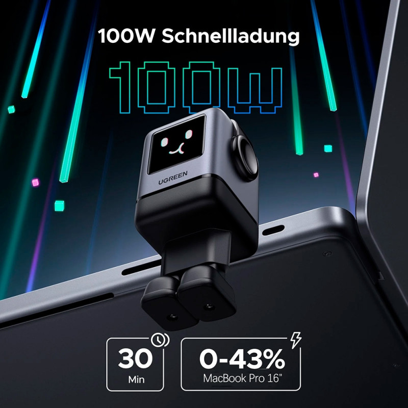 Зарядний пристрій 4xUSB 100W (3xUSB-C+USB-A) Gan Robot tech Fast Charger Сірий X688 Ugreen
