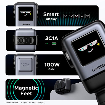 Зарядний пристрій 4xUSB 100W (3xUSB-C+USB-A) Gan Robot tech Fast Charger Сірий X688 Ugreen Зарядний пристрій 4xUSB 100W (3xUSB-C+USB-A) Gan Robot tech Fast Charger Сірий X688 Ugreen