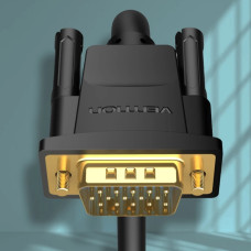 Кабель VGA 15M-15M, 10.0 м, з ферритами, чорний Vention