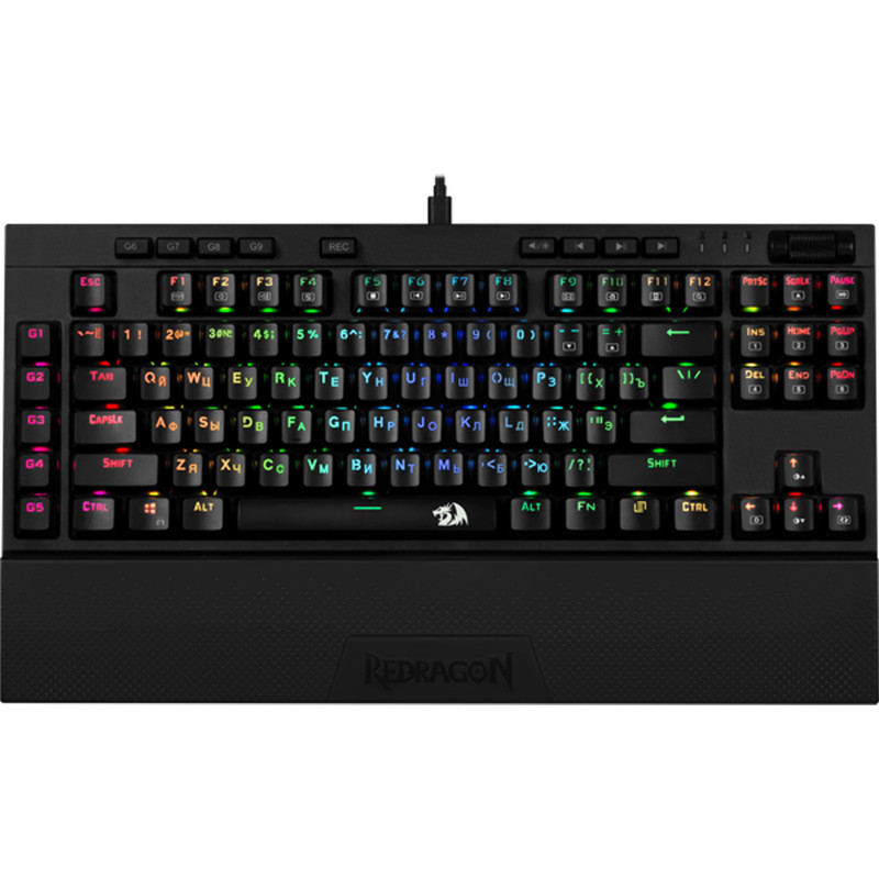 Клавіатура ігрова механічна Redragon Broadsword PRO, RGB, Outemu Blue Optical Sw., підставка