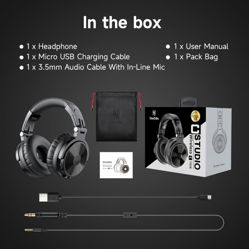 Гарнітура OneOdio Studio Pro C, Bluetooth+3,5мм, Black