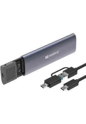 Зовнішня кишеня для SSD M.2, (NVMe) M-Key USB Type-C 3.2 сіра Sandberg
