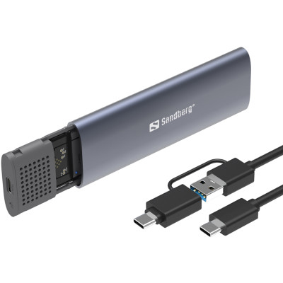 Зовнішня кишеня для SSD M.2, (NVMe) M-Key USB Type-C 3.2 сіра Sandberg Зовнішня кишеня для SSD M.2, (NVMe) M-Key USB Type-C 3.2 сіра Sandberg